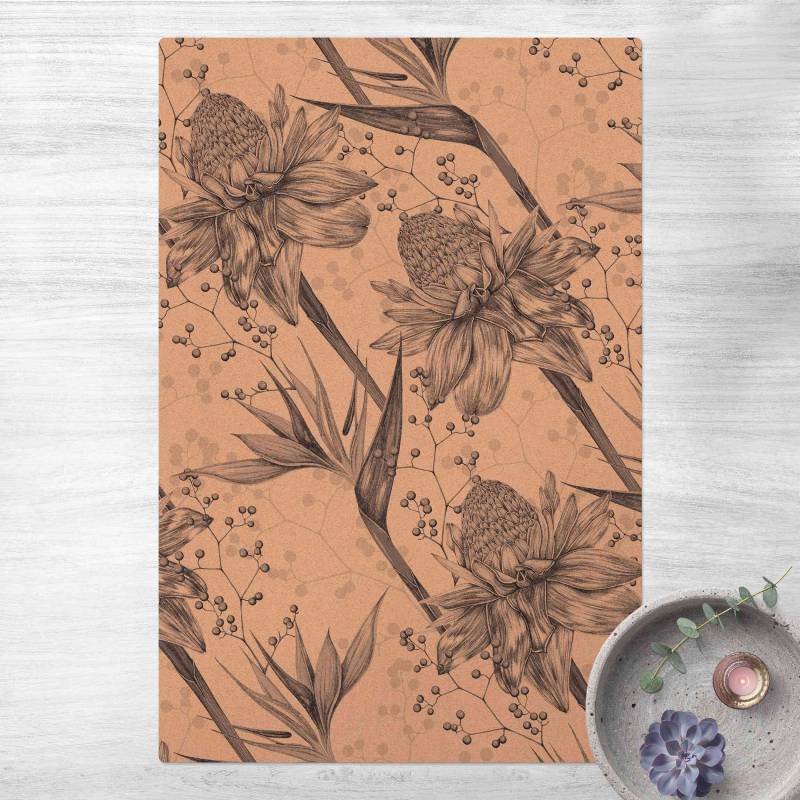 Kork-Teppich Florale Eleganz Vintagebeeren