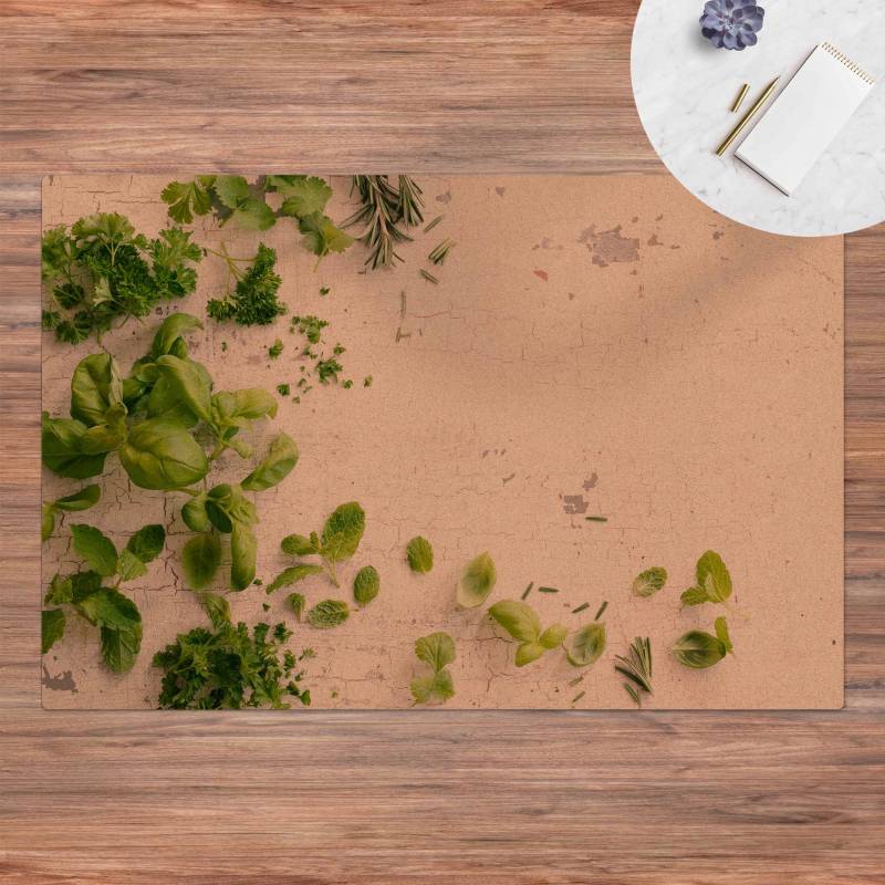 Kork-Teppich Kräuter auf Holz Shabby