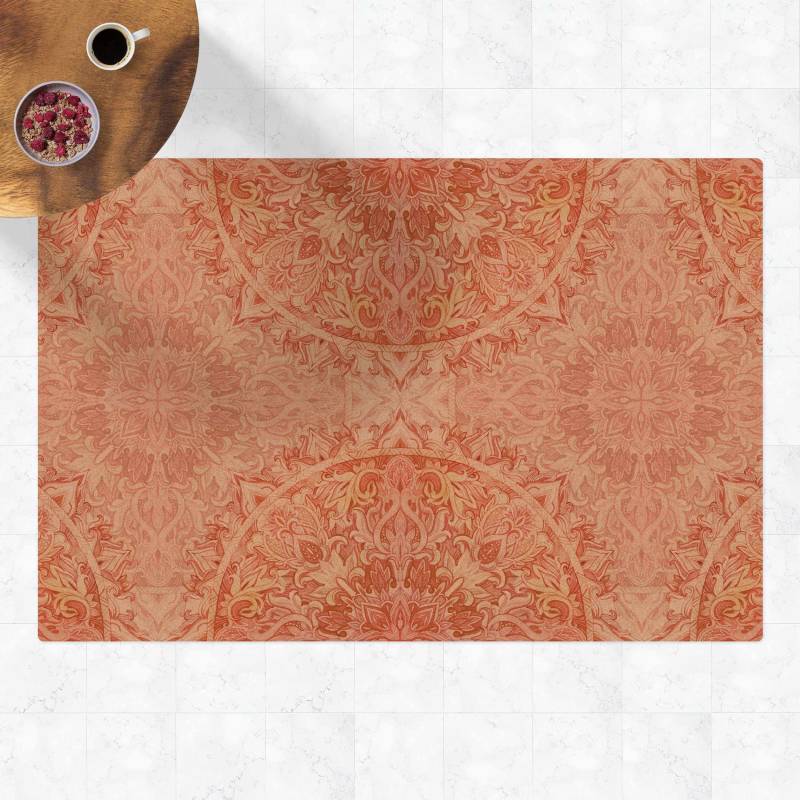 Kork-Teppich Mandala Aquarell Ornament orange