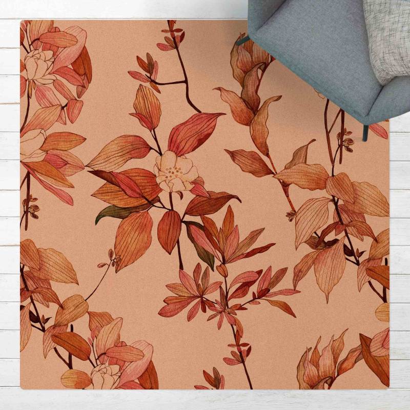 Kork-Teppich Romantisches Blütenaquarell Natur