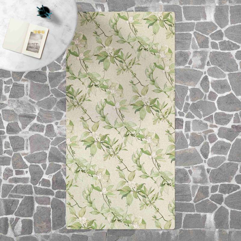 Kork-Teppich Romantisches Blütenaquarell Natur Grün