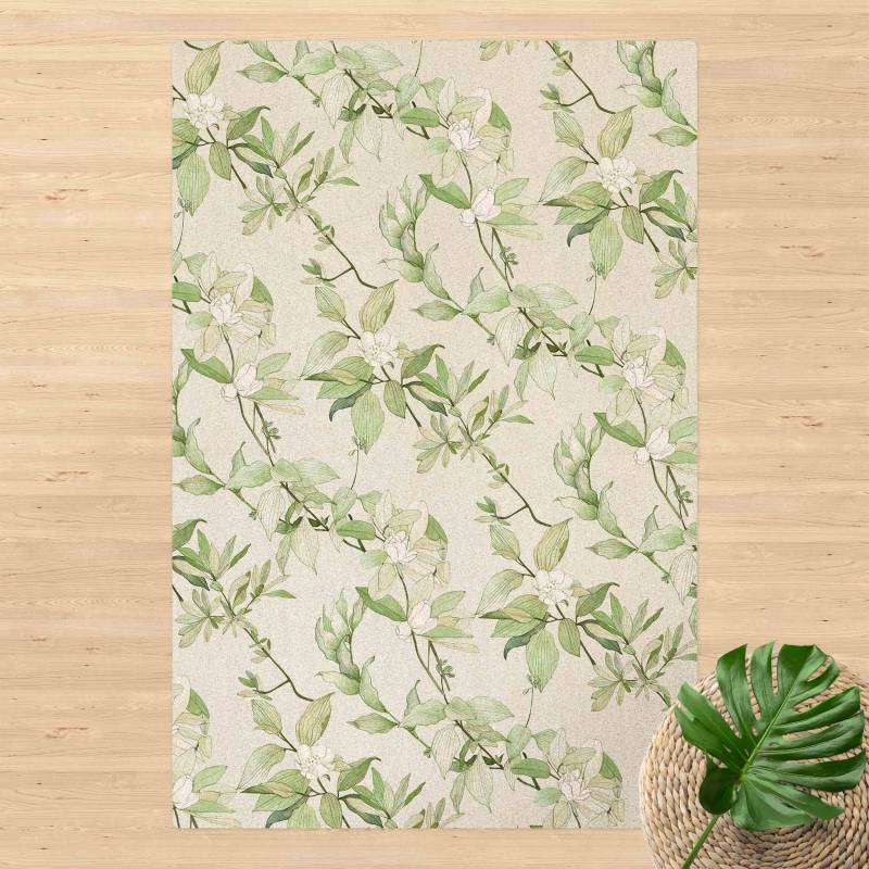 Kork-Teppich Romantisches Blütenaquarell Natur Grün