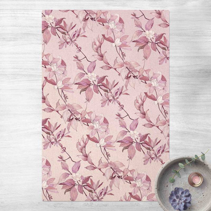 Kork-Teppich Romantisches Blütenaquarell Natur Purpur