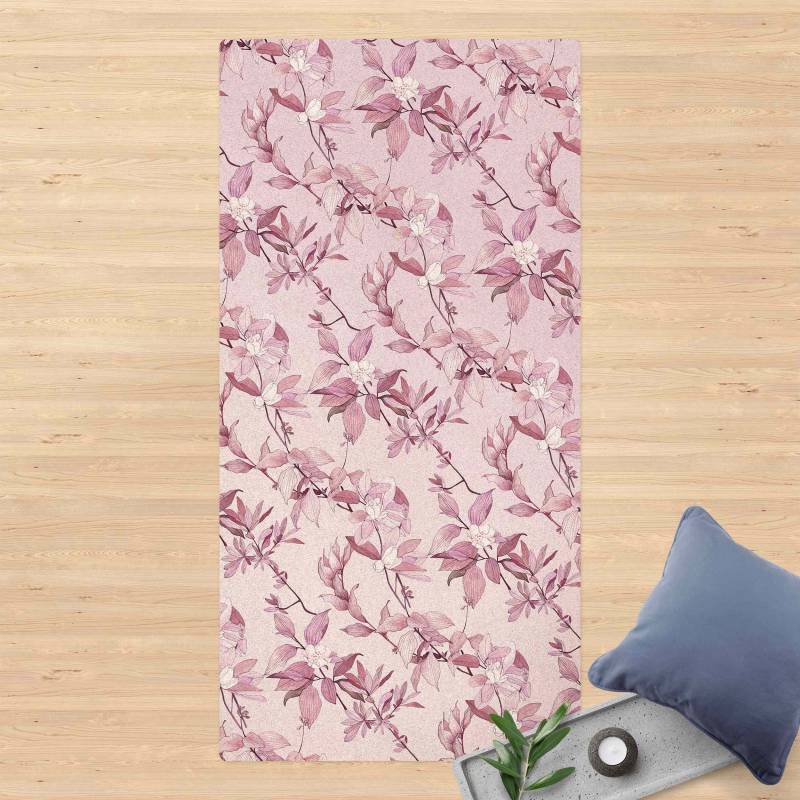Kork-Teppich Romantisches Blütenaquarell Natur Purpur