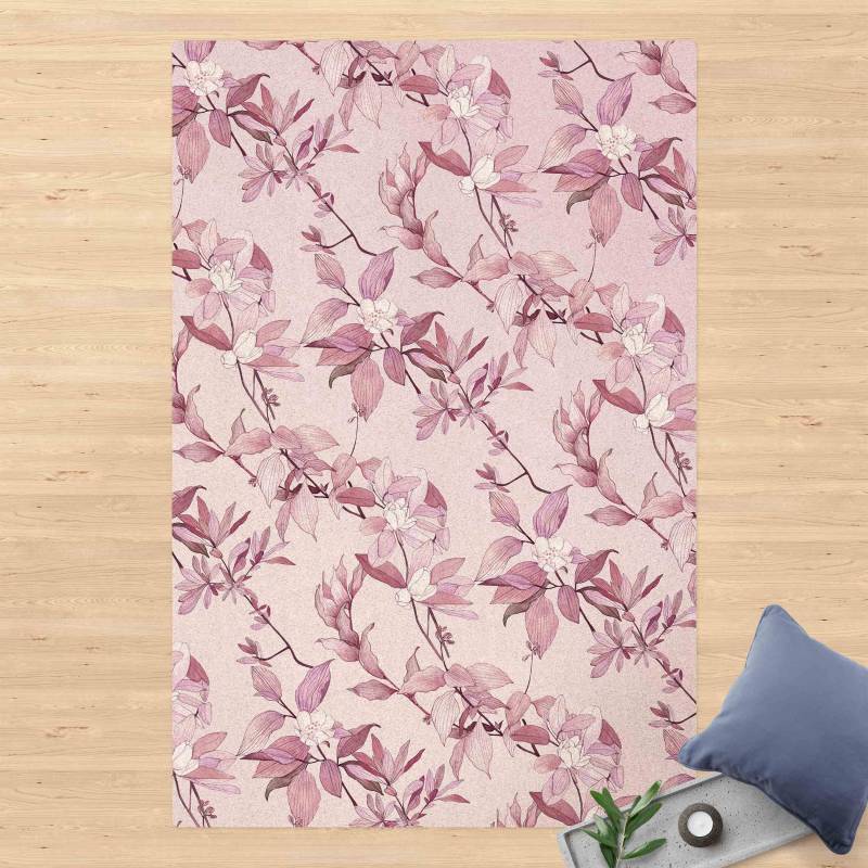 Kork-Teppich Romantisches Blütenaquarell Natur Purpur