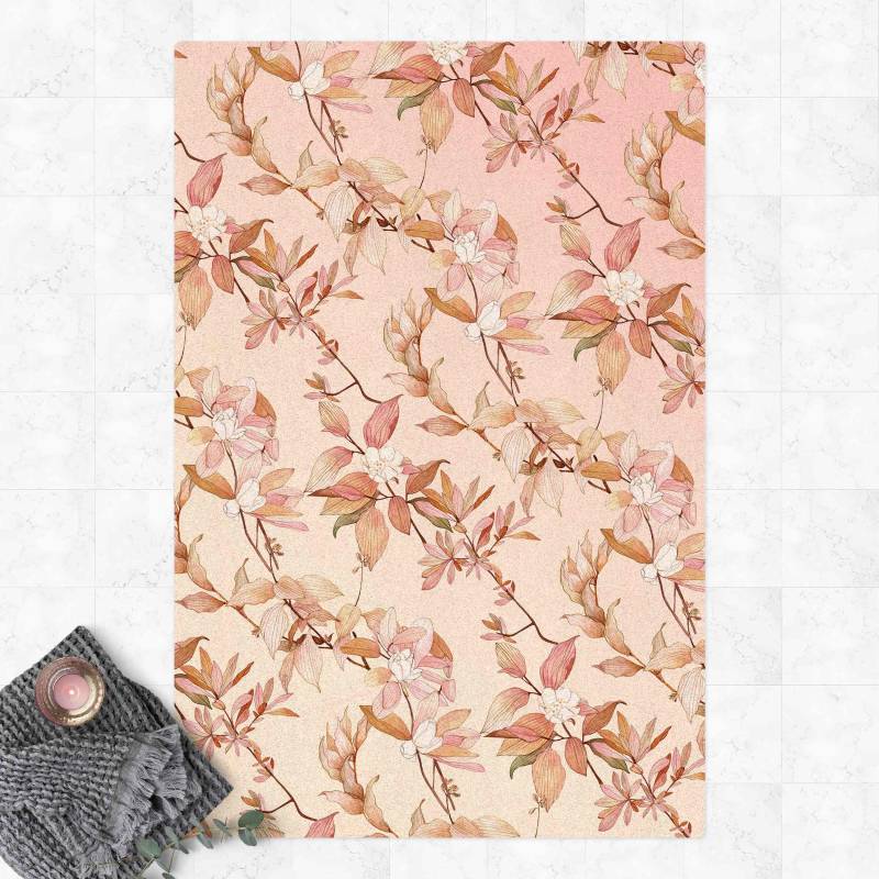 Kork-Teppich Romantisches Blütenaquarell Natur Rosa