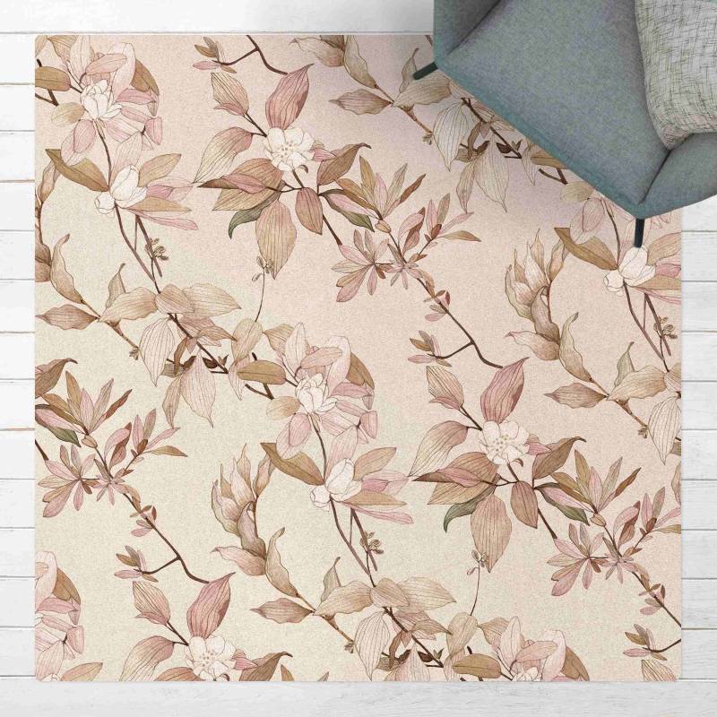 Kork-Teppich Romantisches Blütenaquarell Natur Sand