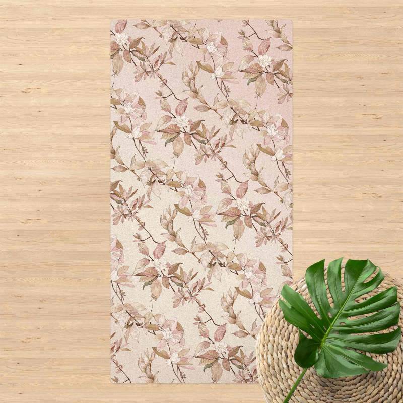 Kork-Teppich Romantisches Blütenaquarell Natur Sand