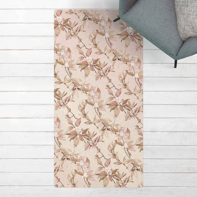 Kork-Teppich Romantisches Blütenaquarell Natur Sand