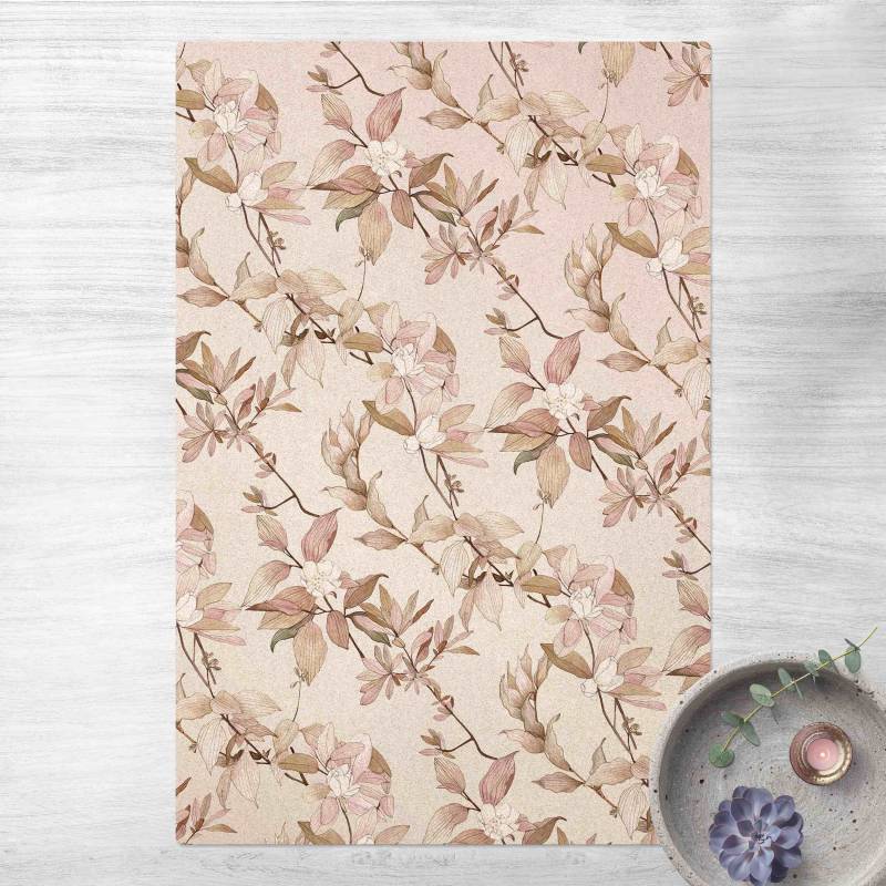 Kork-Teppich Romantisches Blütenaquarell Natur Sand