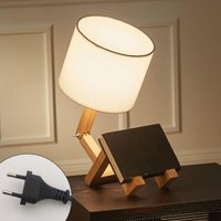 Kreative Roboter-Schreibtischlampe, verstellbar, kann Bücher hineinlegen, Nachttischlampe aus Holz mit Lampenschirm aus Stoff, E27-Schraube für Kreative Roboter-Schreibtischlampe, verstellbar, kann Bücher hineinlegen, Nachttischlampe aus Holz mit Lampenschirm aus Stoff, E27-Schraube für