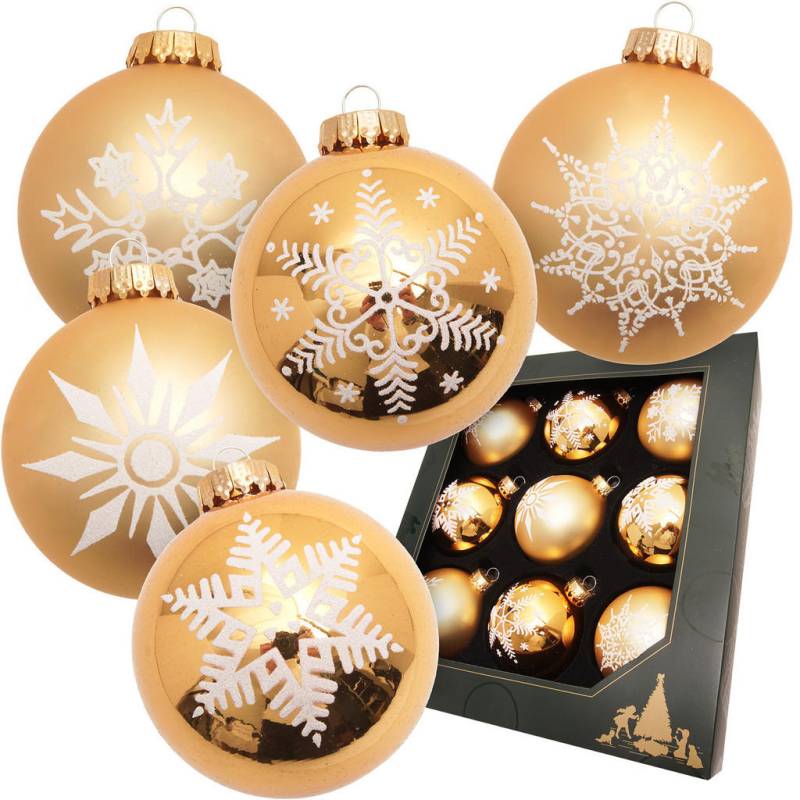 Krebs Glas Lauscha CHRISTBAUMKUGELN Gold Krebs Glas Lauscha CHRISTBAUMKUGELN Gold