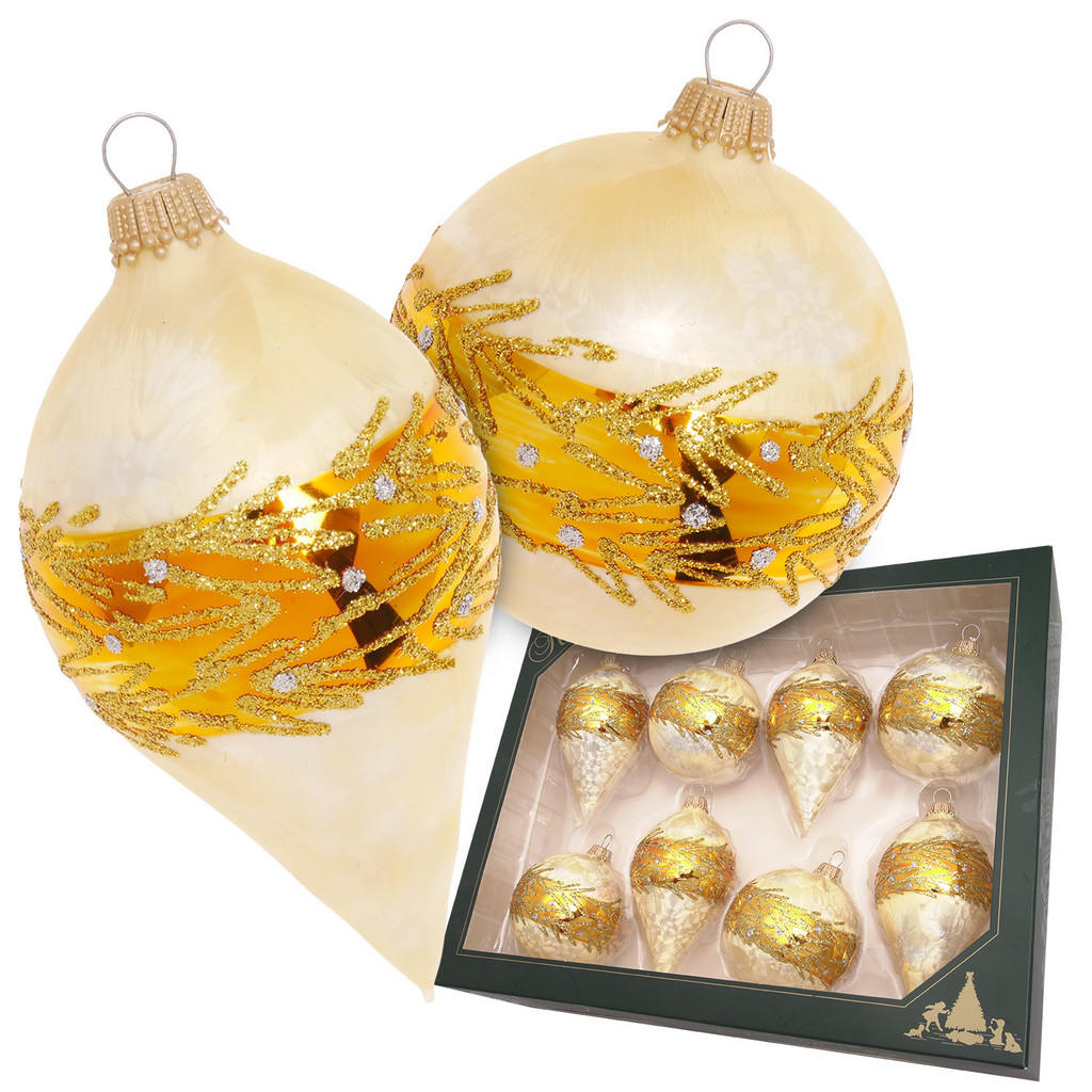 Krebs Glas Lauscha CHRISTBAUMKUGELN Gold Krebs Glas Lauscha CHRISTBAUMKUGELN Gold