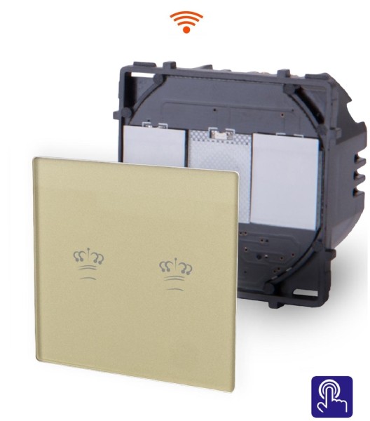 2-faches WLAN Lichtschalter-Modul Touch Gold KRONE