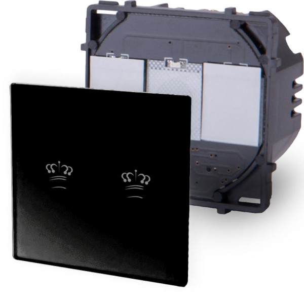 2-faches Wechselschalter / Kreuzschalter Modul Touch Schwarz K-702S-12 KRONE 2-faches Wechselschalter / Kreuzschalter Modul Touch Schwarz K-702S-12 KRONE