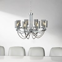 Kronleuchter 8-flammig E14 Chrom Rauchgrau Glas Metall von Searchlight