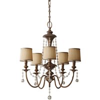 Kronleuchter Esszimmer mit Schirm Ø65cm Braun Gold Creme von ELSTEAD