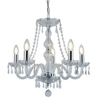 Kronleuchter Kristall in Chrom 5-flammig E14 Ø 50 cm von Searchlight
