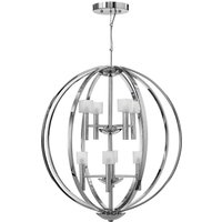 Kronleuchter LED G9 rund D: 71,3 cm Metall Glas in Chrom Weiß von ELSTEAD