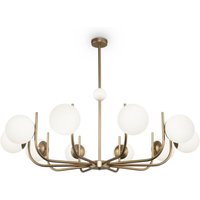Kronleuchter Metall Glas B: 116 cm in Messing Weiß E14 von Maytoni