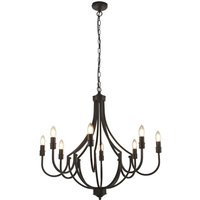 Kronleuchter Metall Ø 75 cm 8-flammig E14 Schwarz Rustikal von Searchlight