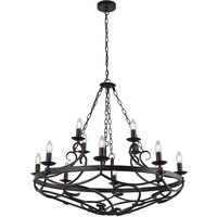 Kronleuchter Schmiedeeisen Ø 89 cm Schwarz Rustikal 12x E14 Kronleuchter Schmiedeeisen Ø 89 cm Schwarz Rustikal 12x E14 von Searchlight