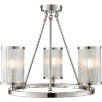 Kronleuchter mit Schirm 3x E14 Metall Riffelglas in Nickel von Endon