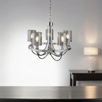 Kronleuchter mit Schirm Chrom Grau Ø 51 cm E14 Glas Metall Kronleuchter mit Schirm Chrom Grau Ø 51 cm E14 Glas Metall von Searchlight
