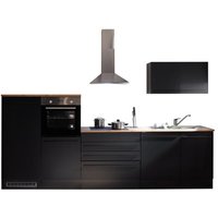 Küchenblock 320 cm inkl. Elektro-Set 5-tlg. JAZZ-4 von Bega Schwarz Matt