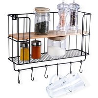 Küchenregal aus Metall mit Aufhängern für Küchenutensilien und Gewürze. Geländer