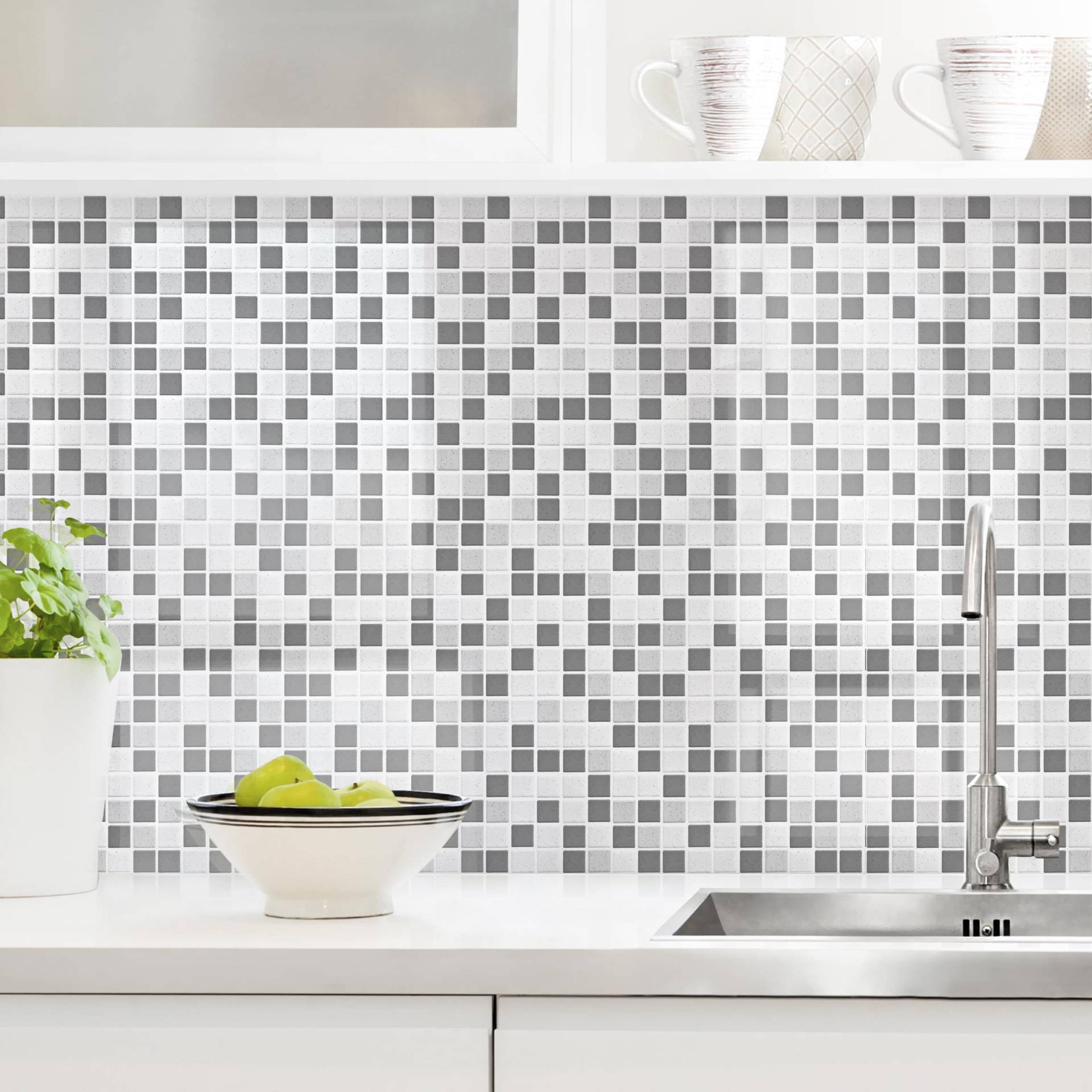 Küchenrückwand Fliesenoptik Mosaikfliesen Grau