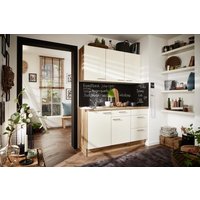 Küchenzeile 150cm Miniküche inkl. E-Geräte + Zubehör PKW 315017 von Pino Küchen Evoke Eiche / Magnolienweiß hochglanz
