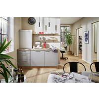 Küchenzeile 180cm Kompaktküche inkl. E-Geräte + Zubehör PKW 518013 von Pino Küchen Evoke Eiche / Achatgrau