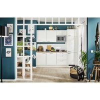 Küchenzeile 240 cm Komplettküche inkl. E-Geräte + Zubehör PKW 524014 von Pino Küchen Weiß / Eiche Evoke
