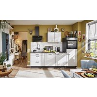 Küchenzeile 260 cm Komplettküche inkl. E-Geräte + Zubehör PKW 526010 von Pino Küchen Steingrau hochglanz / Grafit
