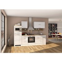 Küchenzeile 270 cm weiß, inkl. E-Geräte MARANELLO-03, Weiß Hochglanz mit E-Geräten B x H x T ca. 270 x 200 x 60cm