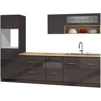 Küchenzeile 290 cm Grau Hochglanz MARANELLO-03, ohne E-Geräte B x H x T ca. 290 x 200 x 60cm