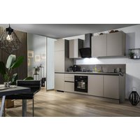 Küchenzeile Creme-Grau mit Hängeschränke 280 cm lang
