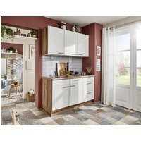 Küchenzeile Leerblock 150cm Miniküche inkl. Spüle und Spültischarmatur PKW 315017 von Pino Küchen Evoke Eiche / Magnolienweiß