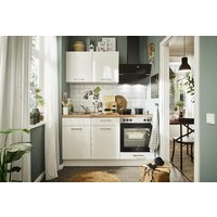Küchenzeile Leerblock 160cm Teeküche inkl. Spüle und Spültischarmatur PKW 516002 von Pino Küchen Weiß / Eiche Evoke