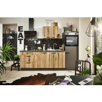 Küchenzeile Leerblock 260 cm inkl. Spüle und Spültischarmatur PKW 526004 von Pino Küchen Grafit / Evoke Eiche