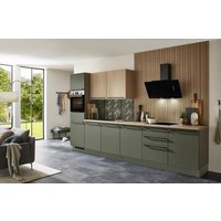 Küchenzeile Olive Grün mit Holzoptik 365 cm