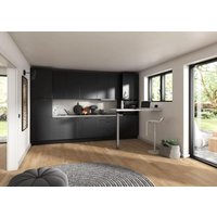 Küchenzeile mit Siemens Elektrogeräte ca 370cm breit Schwarz Matt