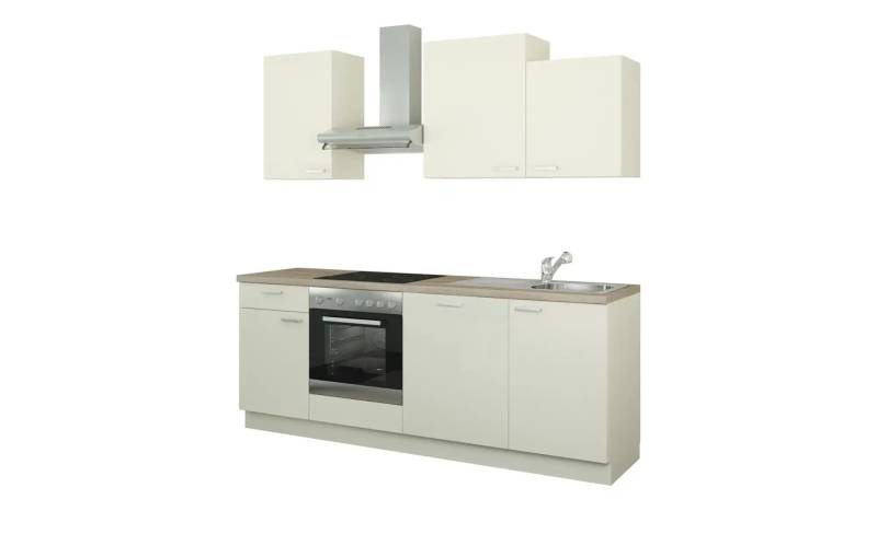 Küchenzeile mit Elektrogeräten  Erfurt ¦ creme ¦ Maße (cm): B: 220 H: 222 T: 60.0 Küchen-online > Küchenblöcke mit E-Geräten - Höffner