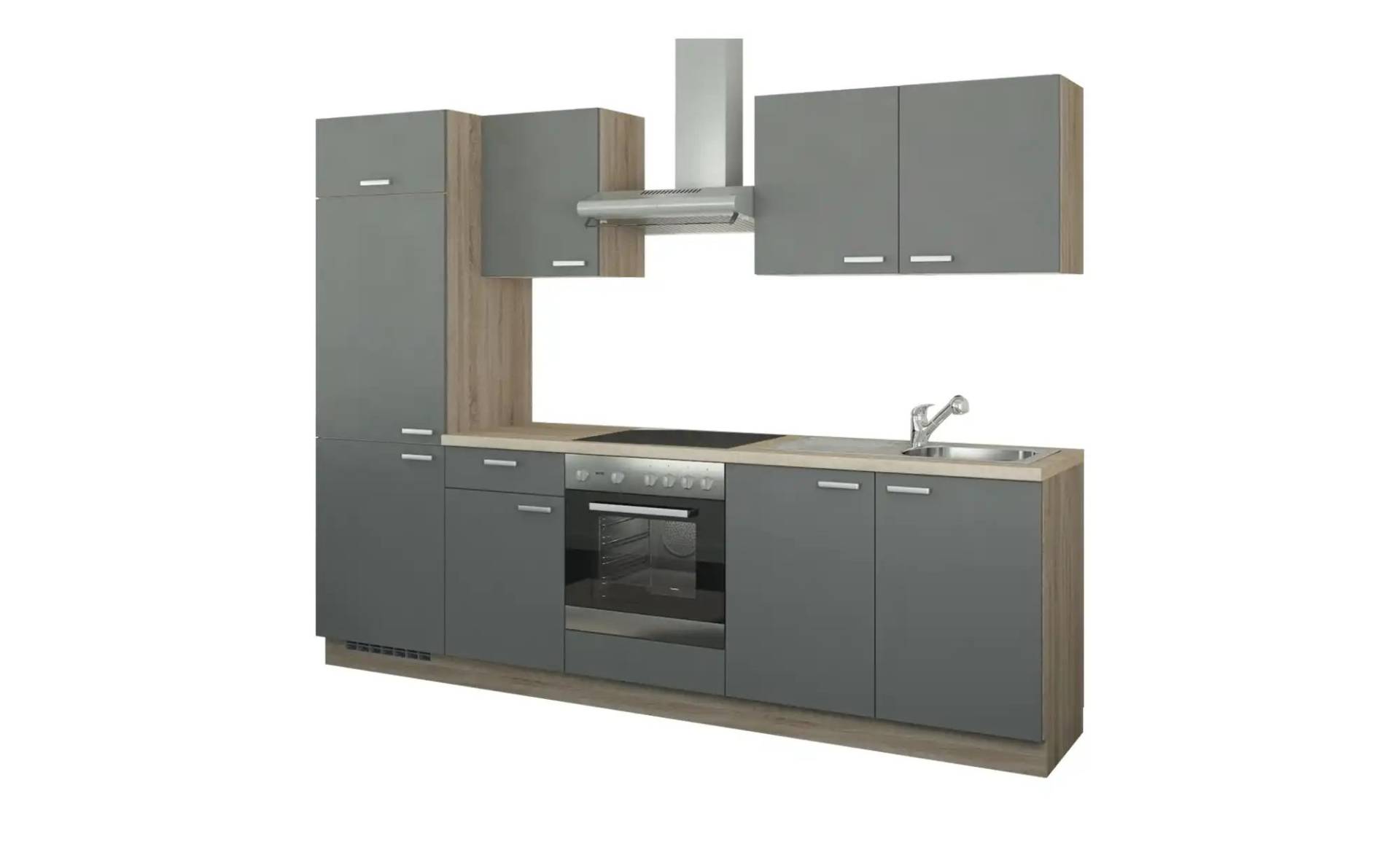 Küchenzeile mit Elektrogeräten ¦ grau ¦ Maße (cm): B: 270 Küchen > Küchenblöcke mit E-Geräten - Möbel Kraft