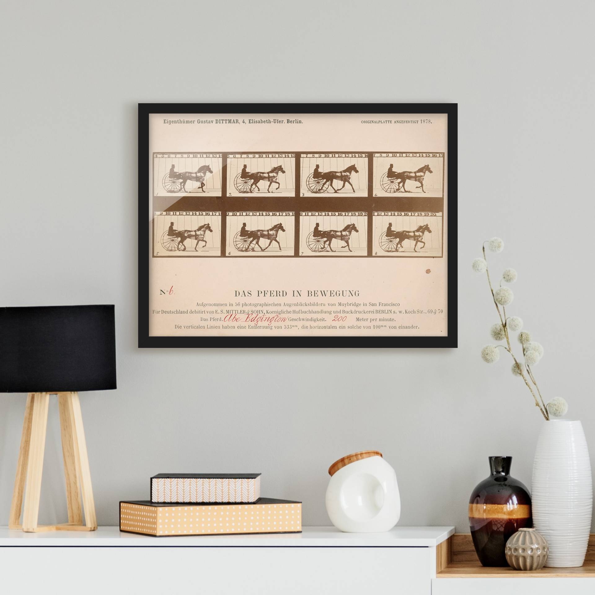 Kunstdruck mit Rahmen Eadweard Muybridge - Das Pferd in Bewegung