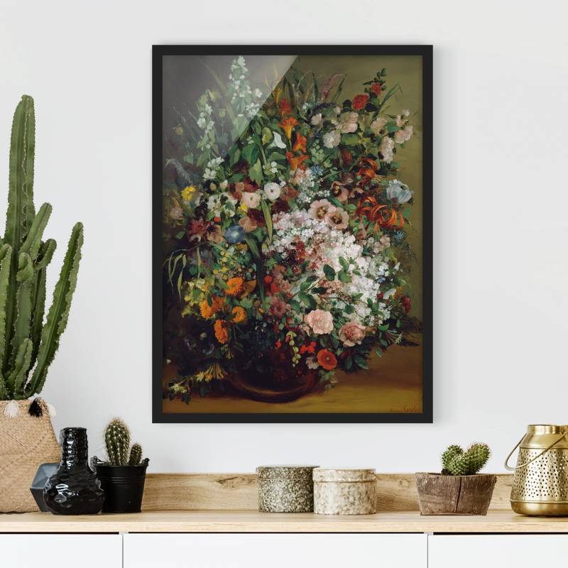 Kunstdruck mit Rahmen Gustave Courbet - Blumenstrauß in Vase