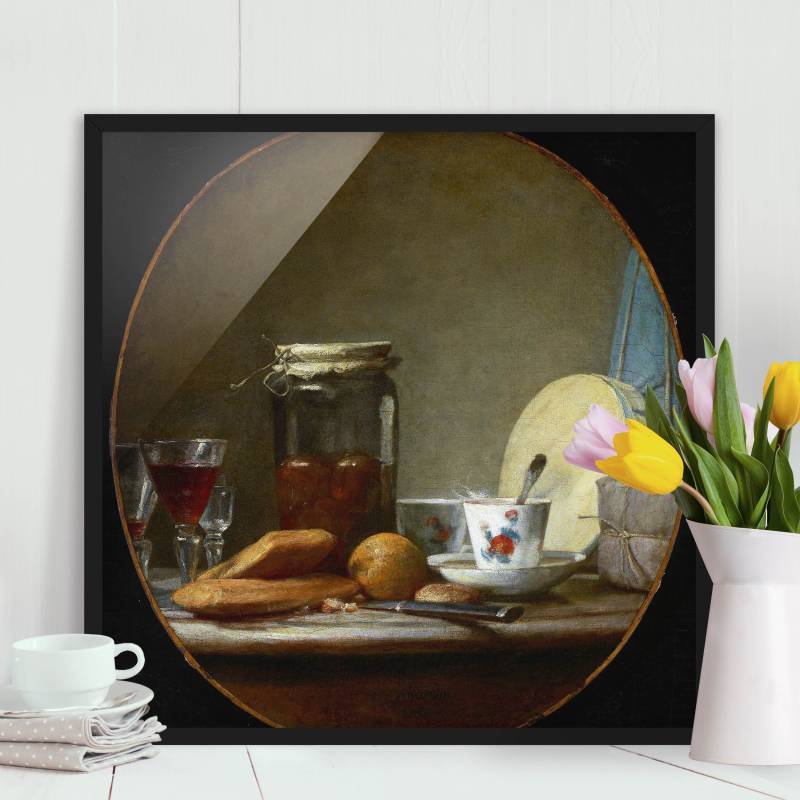Kunstdruck mit Rahmen Jean-Baptiste Siméon Chardin - Glas mit Aprikosen