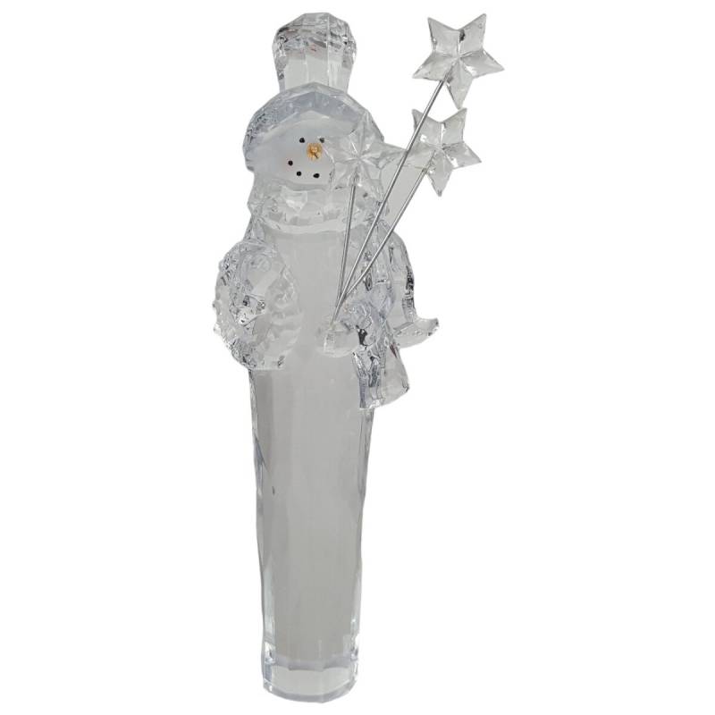 Kunstoff Kristalleffekt Figur Schneemann mit Sternen H 25,7 cm