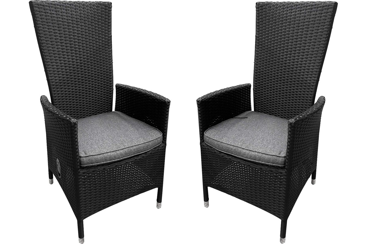 Kynast Aluminium Gartensessel 2in 1 Rattan-Optik 2er Set schwarz Kynast Aluminium Gartensessel 2in 1 Rattan-Optik 2er Set schwarz